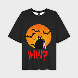 Мужская футболка оверсайз What Cat Halloween