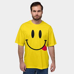 Футболка оверсайз мужская Смайлик милый, цвет: 3D-принт — фото 2