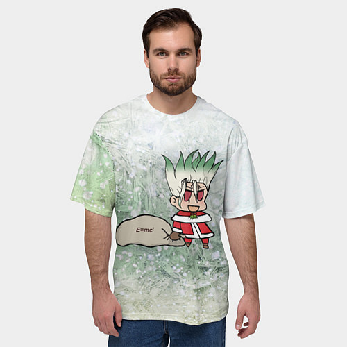 Мужская футболка оверсайз Доктор Стоун новогодний / 3D-принт – фото 3