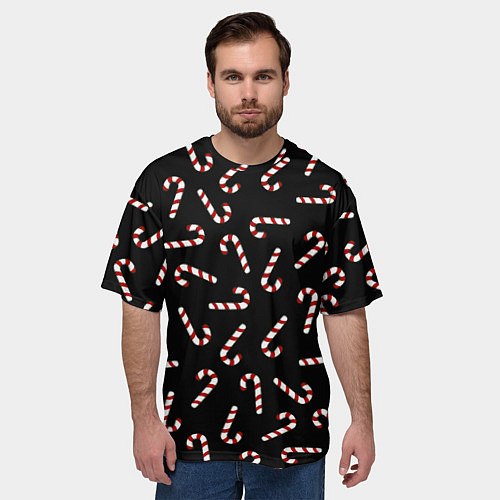 Мужская футболка оверсайз Christmas Candy / 3D-принт – фото 3