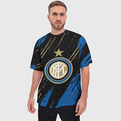 Мужская футболка оверсайз Inter Интер / 3D-принт – фото 3