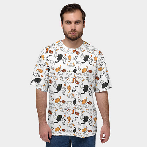 Мужская футболка оверсайз КОТИКИ / 3D-принт – фото 3