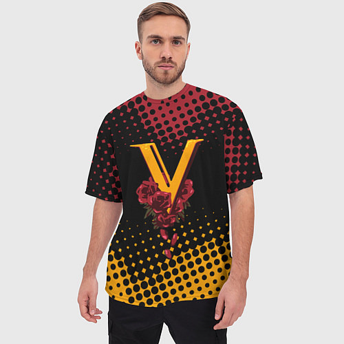 Мужская футболка оверсайз CYBERPUNK 2077 VALENTINO / 3D-принт – фото 3