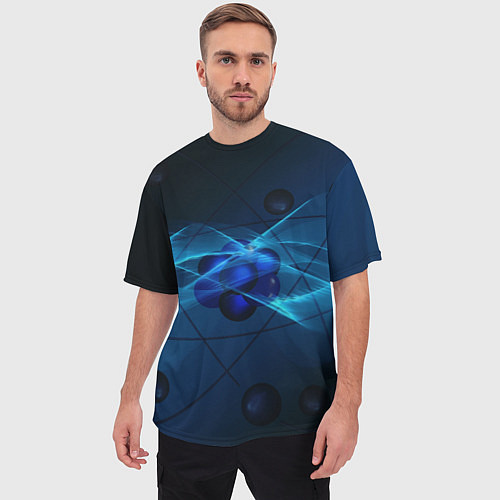 Мужская футболка оверсайз Атом / 3D-принт – фото 3