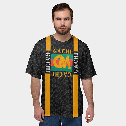 Мужская футболка оверсайз Gachi Gucci / 3D-принт – фото 3