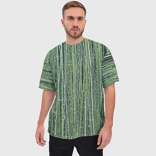 Мужская футболка оверсайз Зеленый бамбук / 3D-принт – фото 3