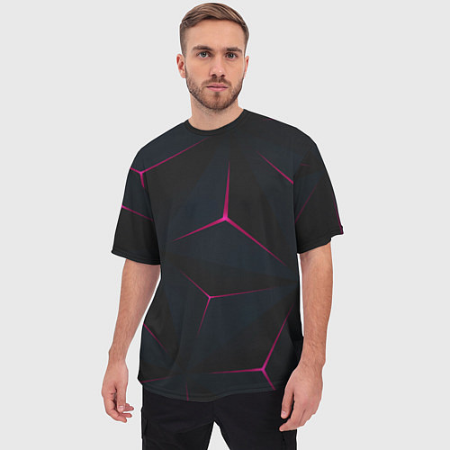 Мужская футболка оверсайз Тетраэдр / 3D-принт – фото 3