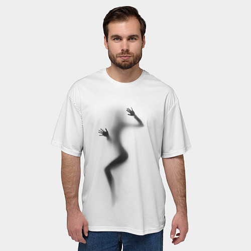 Мужская футболка оверсайз ДЕВУШКА ЗА СТЕКЛОМ / 3D-принт – фото 3