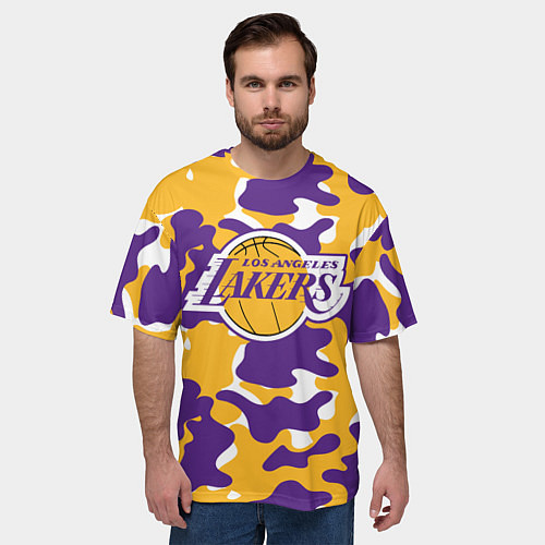 Мужская футболка оверсайз LA LAKERS ЛЕЙКЕРС / 3D-принт – фото 3