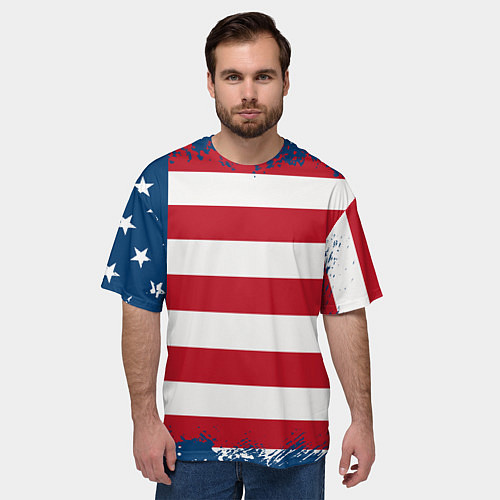 Мужская футболка оверсайз Америка / 3D-принт – фото 3