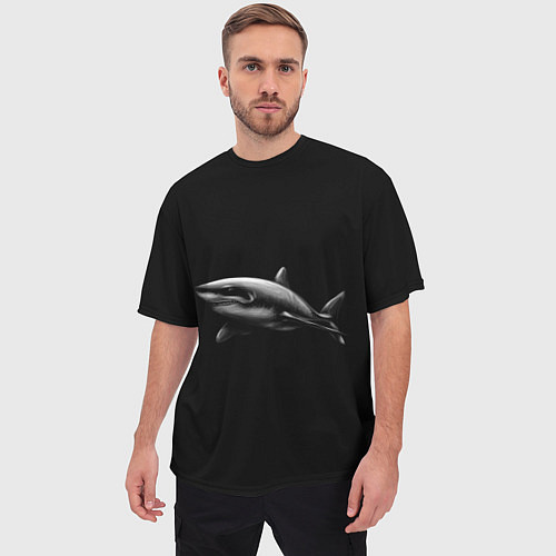Мужская футболка оверсайз Акула / 3D-принт – фото 3