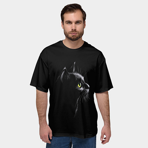 Мужская футболка оверсайз Кошка / 3D-принт – фото 3
