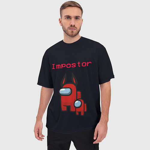 Мужская футболка оверсайз Among us Impostor / 3D-принт – фото 3