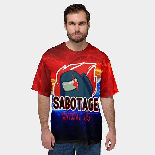 Мужская футболка оверсайз Among us sabotage / 3D-принт – фото 3