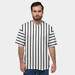 Футболка оверсайз мужская Чёрные и белые полосы, цвет: 3D-принт — фото 2