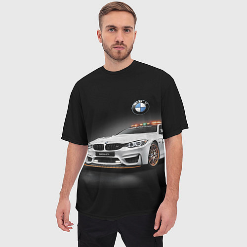 Мужская футболка оверсайз Safety car / 3D-принт – фото 3