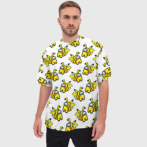 Мужская футболка оверсайз Among us Pikachu / 3D-принт – фото 3