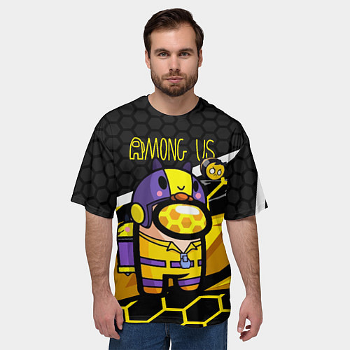 Мужская футболка оверсайз Among us пчела / 3D-принт – фото 3