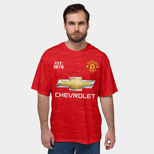 Мужская футболка оверсайз MANCHESTER UNITED 2021 - HOME / 3D-принт – фото 3