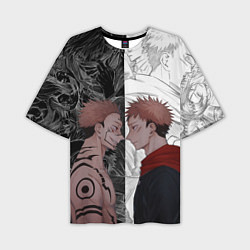 Футболка оверсайз мужская Jujutsu Kaisen Сукуна х Юдзи, цвет: 3D-принт