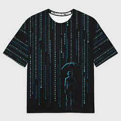 Футболка оверсайз мужская Двоичный дождь, матрица, цвет: 3D-принт