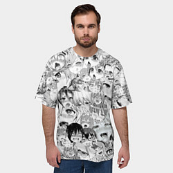 Футболка оверсайз мужская Ahegao monochrome, цвет: 3D-принт — фото 2