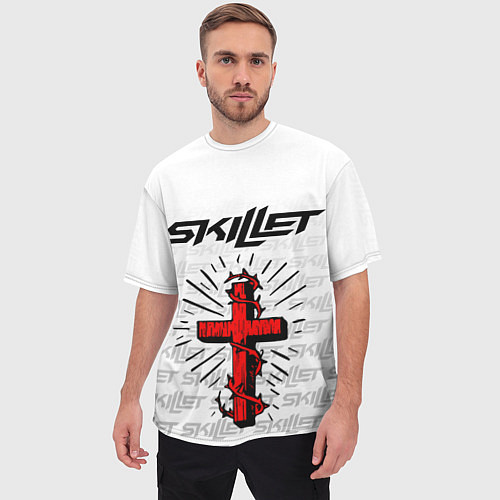 Мужская футболка оверсайз SKILLET / 3D-принт – фото 3