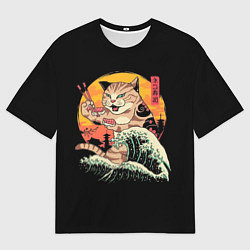Футболка оверсайз мужская Японский кот, цвет: 3D-принт