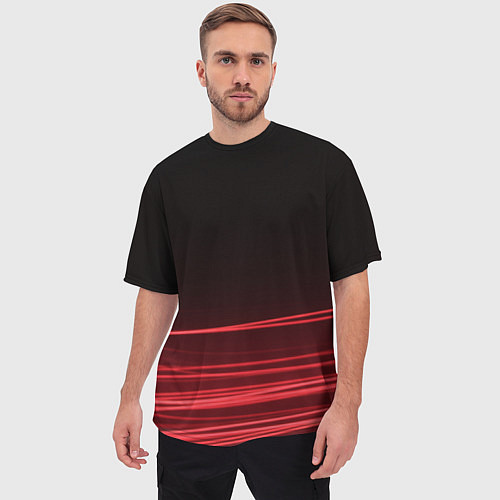 Мужская футболка оверсайз Красное и Черное / 3D-принт – фото 3