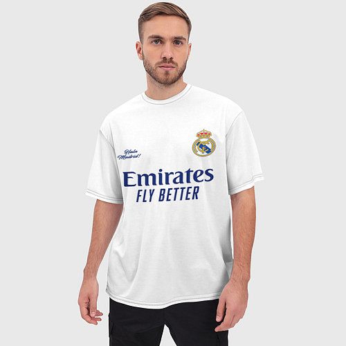 Мужская футболка оверсайз REAL MADRID, домашняя 2021 / 3D-принт – фото 3