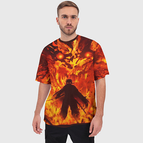 Мужская футболка оверсайз Клинок, рассекающий демонов / 3D-принт – фото 3