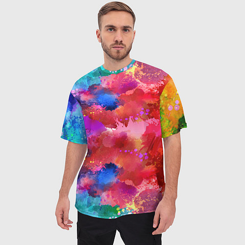Мужская футболка оверсайз Брызги красок / 3D-принт – фото 3