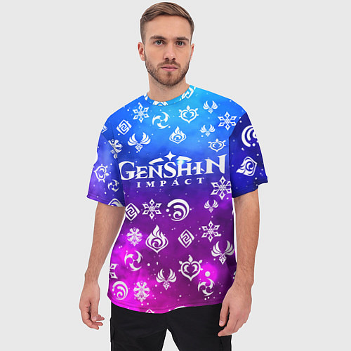 Мужская футболка оверсайз GENSHIN IMPACT / 3D-принт – фото 3