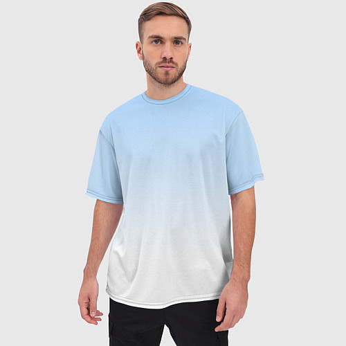 Мужская футболка оверсайз Небесно-голубой градиент / 3D-принт – фото 3