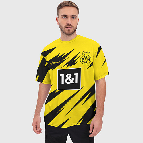 Мужская футболка оверсайз BORUSSIA домашняя сезон 2021 / 3D-принт – фото 3