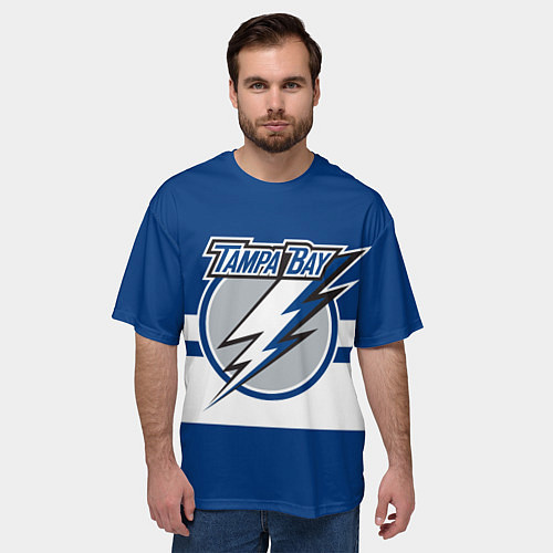 Мужская футболка оверсайз TAMPA BAY LIGHTING / 3D-принт – фото 3