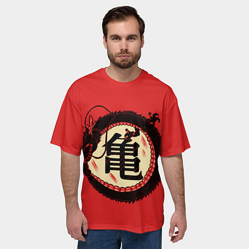 Мужская футболка оверсайз Иероглифы Китайский Дракон / 3D-принт – фото 3