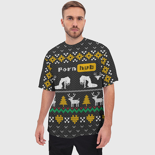 Мужская футболка оверсайз Pornhub свитер с оленями / 3D-принт – фото 3