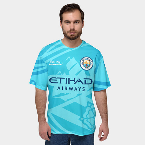 Мужская футболка оверсайз MANCHESTER CITY / 3D-принт – фото 3