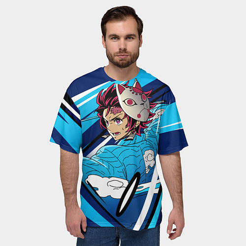 Мужская футболка оверсайз Клинок рассекающий демонов / 3D-принт – фото 3