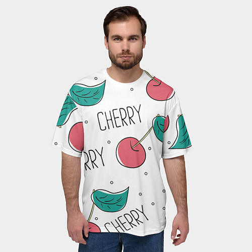 Мужская футболка оверсайз Вишенки Cherry / 3D-принт – фото 3