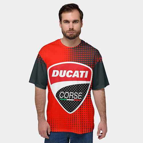 Мужская футболка оверсайз Ducati Corse logo / 3D-принт – фото 3