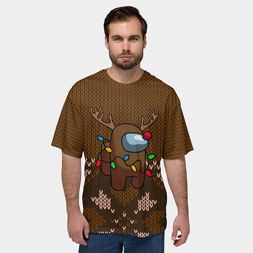 Мужская футболка оверсайз Among Us Merry Christmas Z / 3D-принт – фото 3