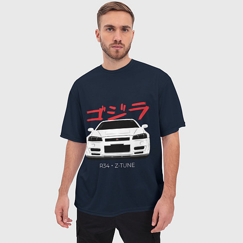 Мужская футболка оверсайз Skyline R34 Z-Tune / 3D-принт – фото 3