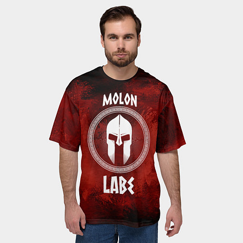 Мужская футболка оверсайз Molon Labe / 3D-принт – фото 3
