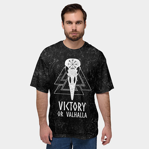 Мужская футболка оверсайз Victory or Valhalla / 3D-принт – фото 3
