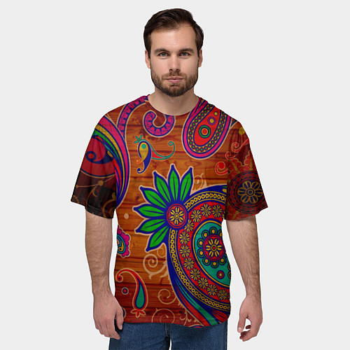 Мужская футболка оверсайз Узоры текстура фон / 3D-принт – фото 3