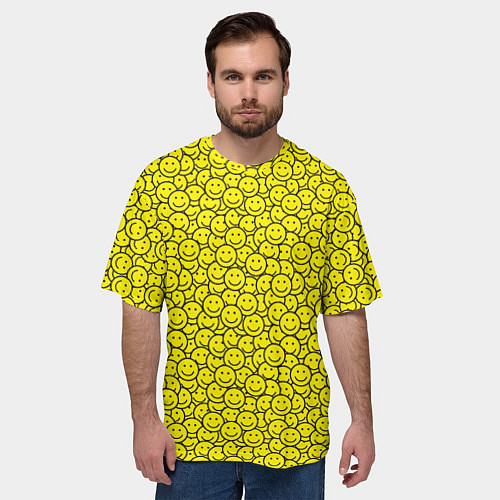 Мужская футболка оверсайз Смайлики / 3D-принт – фото 3