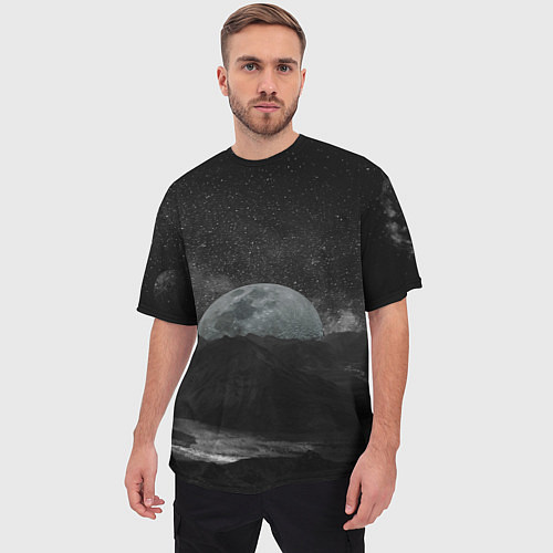 Мужская футболка оверсайз Луна / 3D-принт – фото 3