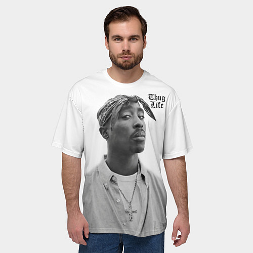 Мужская футболка оверсайз 2pac Thug Life / 3D-принт – фото 3